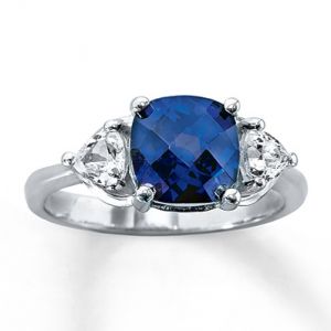 Kay Jewelers Lab-Created Sapphire Ring Cushion-cut Sterling Silver- Sapphire.jpg
